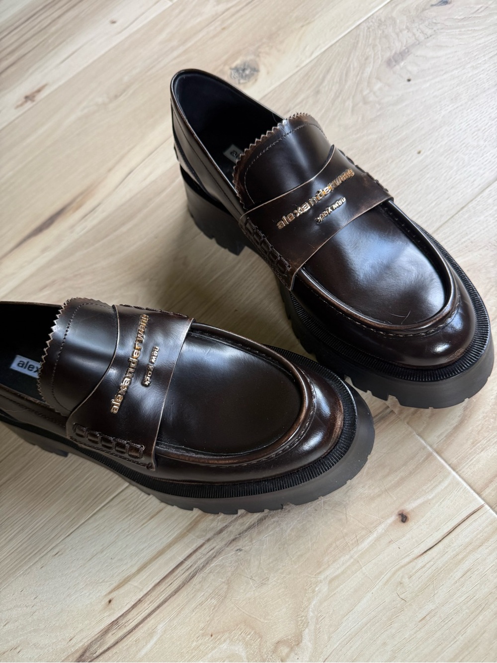 Alexander Wang Brown Leather Lug Sole Penny Loafers